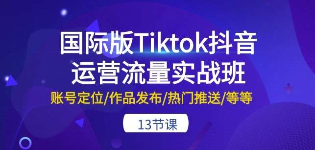 国际版Tiktok抖音运营流量实战班：账号定位/作品发布/热门推送/等等-13节-悟空知识星球
