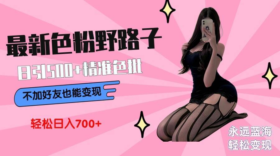 （9119期）最新色粉变现野路子，日引500+老色批 可不加好友直接变现 小白轻松日入700+-悟空知识星球