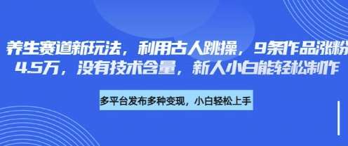 养生赛道新玩法，利用古人跳操，9条作品涨粉4.5W，没有技术含量，新人小白能轻松制作-悟空知识星球