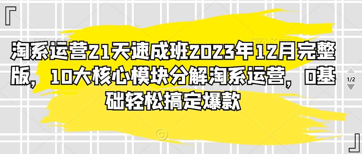 淘系运营21天速成班2023年12月完整版，10大核心模块分解淘系运营，0基础轻松搞定爆款-悟空知识星球