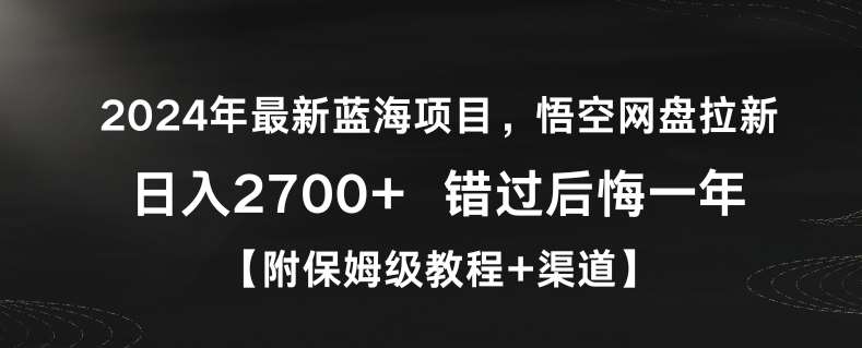2024年最新蓝海项目，悟空网盘拉新，日入2700+错过后悔一年【附保姆级教程+渠道】【揭秘】-悟空知识星球