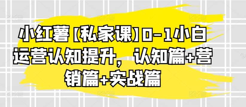 小红薯【私家课】0-1小白运营认知提升，认知篇+营销篇+实战篇-悟空知识星球
