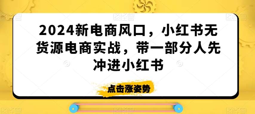 2024新电商风口，小红书无货源电商实战，带一部分人先冲进小红书-悟空知识星球