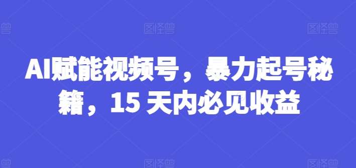 AI赋能视频号，暴力起号秘籍，15 天内必见收益【揭秘】-悟空知识星球