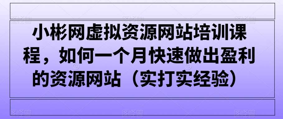 小彬网虚拟资源网站培训课程，如何一个月快速做出盈利的资源网站（实打实经验）-悟空知识星球