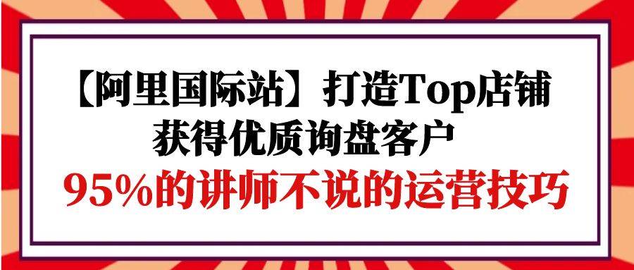 （9976期）【阿里国际站】打造Top店铺-获得优质询盘客户，95%的讲师不说的运营技巧-悟空知识星球