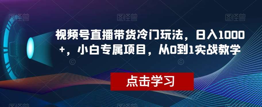 视频号直播带货冷门玩法，日入1000+，小白专属项目，从0到1实战教学【揭秘】-悟空知识星球