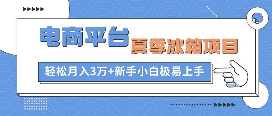 （10934期）电商平台夏季冰箱项目，轻松月入3万+，新手小白极易上手-悟空知识星球