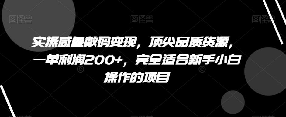 实操咸鱼数码变现,顶尖品质货源,一单利润200+,完全适合新手小白操作的项目【揭秘】-悟空知识星球