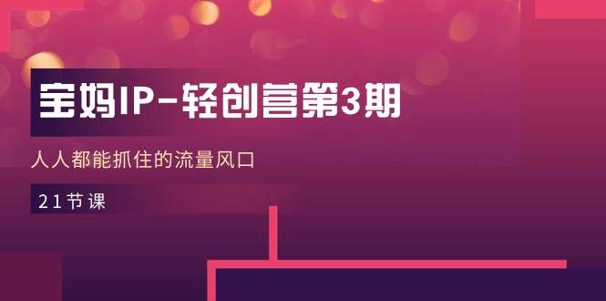 宝妈IP轻创营第3期，人人都能抓住的流量风口（21节课）-悟空知识星球