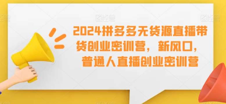 2024拼多多无货源直播带货创业密训营，新风口，普通人直播创业密训营-悟空知识星球
