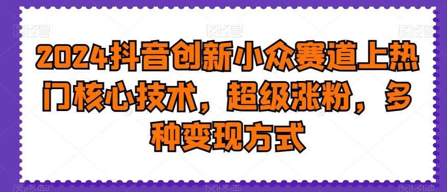 2024抖音创新小众赛道上热门核心技术，超级涨粉，多种变现方式【揭秘】-悟空知识星球