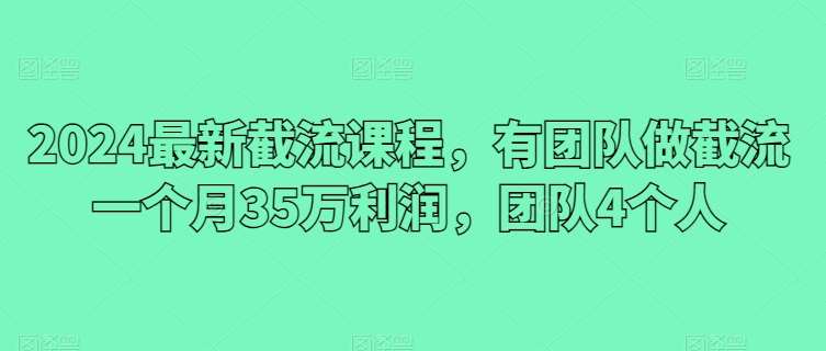 2024最新截流课程，有团队做截流一个月35万利润，团队4个人-悟空知识星球