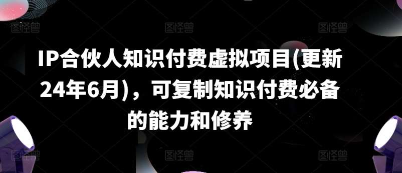 IP合伙人知识付费虚拟项目(更新24年6月)，可复制知识付费必备的能力和修养-悟空知识星球