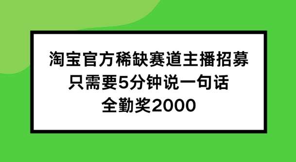 淘宝官方稀缺赛道主播招募 ，只需要5分钟说一句话， 全勤奖2000【揭秘】-悟空知识星球