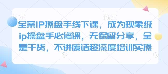 全案IP操盘手线下课，成为现象级ip操盘手必修课，无保留分享，全是干货，不讲废话超深度培训实操-悟空知识星球