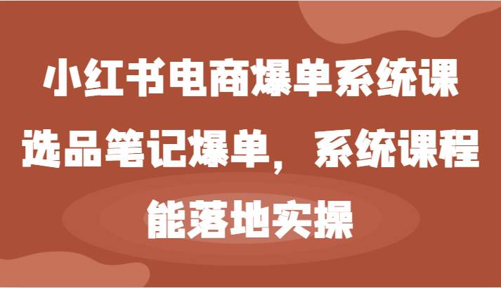 小红书电商爆单系统课-选品笔记爆单，系统课程，能落地实操-悟空知识星球
