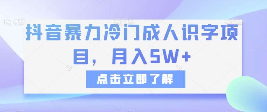 抖音暴力冷门成人识字项目，月入5W+【揭秘】-悟空知识星球