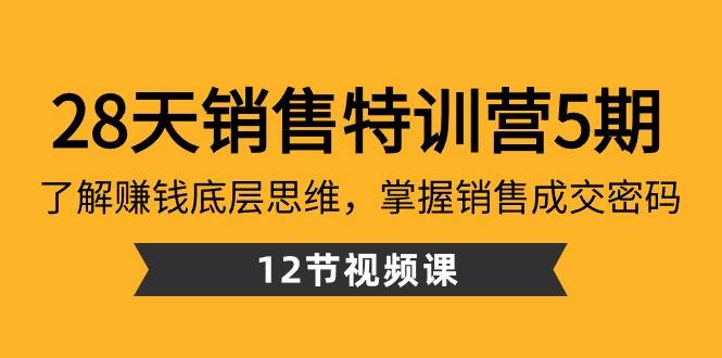 28天销售特训营5期:了解赚钱底层思维,掌握销售成交密码(12节课)-悟空知识星球