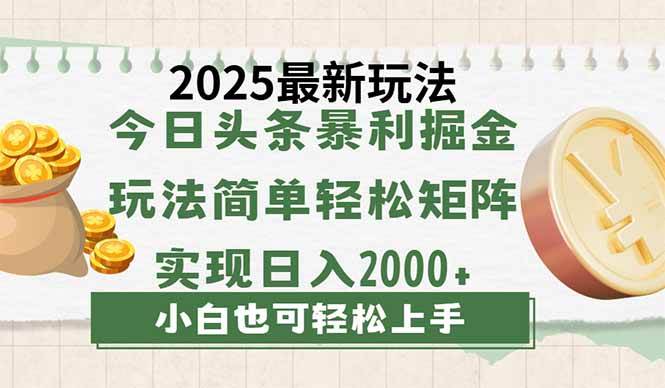（14120期）今日头条2025最新玩法，思路简单，复制粘贴，轻松实现矩阵日入2000+-悟空知识星球