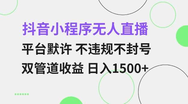 抖音小程序无人直播 平台默许 不违规不封号 双管道收益 日入多张 小白也能轻松操作【仅揭秘】-悟空知识星球
