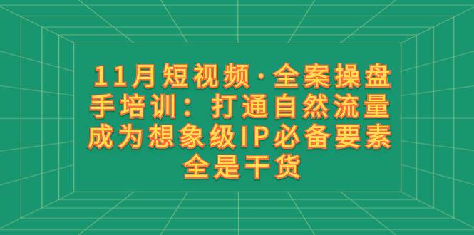 (8182期)11月短视频·全案操盘手培训:打通自然流量 成为想象级IP必备要素 全是干货-悟空知识星球
