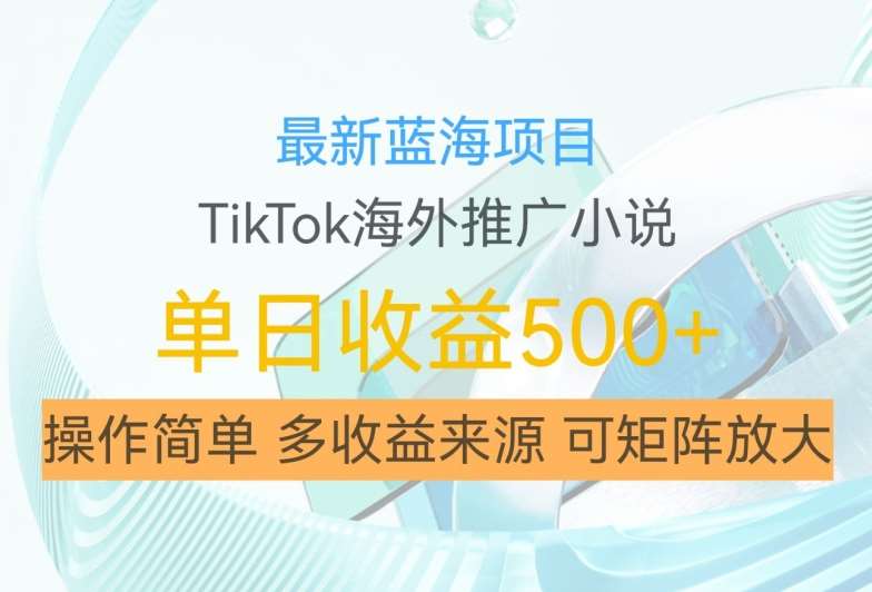 最新蓝海项目，利用tiktok海外推广小说赚钱佣金，简单易学，日入500+，可矩阵放大【揭秘】-悟空知识星球