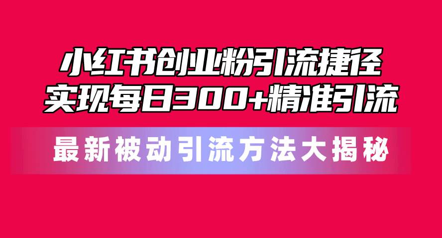 （10692期）小红书创业粉引流捷径！最新被动引流方法大揭秘，实现每日300+精准引流-悟空知识星球