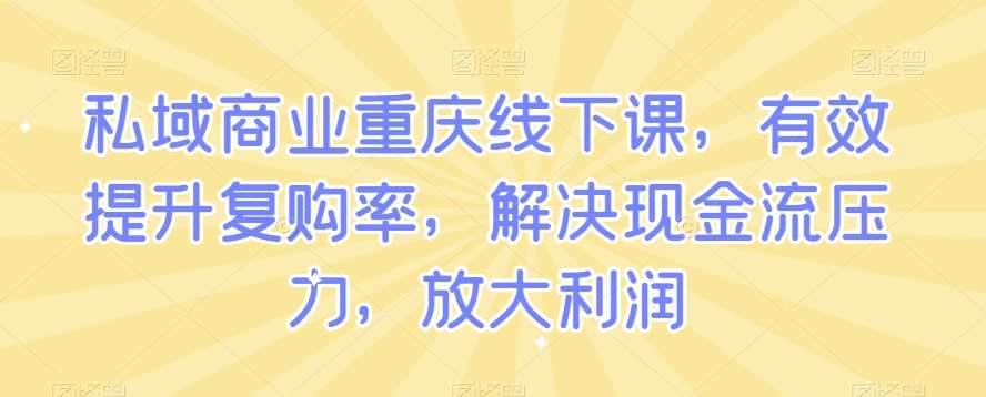 私域商业重庆线下课，有效提升复购率，解决现金流压力，放大利润-悟空知识星球
