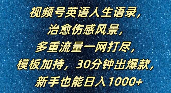视频号英语人生语录，多重流量一网打尽，模板加持，30分钟出爆款，新手也能日入1000+【揭秘】-悟空知识星球