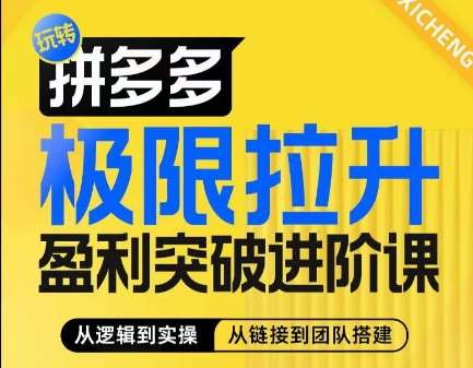拼多多极限拉升盈利突破进阶课，​从算法到玩法，从玩法到团队搭建，体系化系统性帮助商家实现利润提升-悟空知识星球