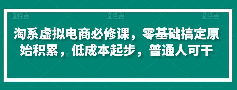 淘系虚拟电商必修课，零基础搞定原始积累，低成本起步，普通人可干-悟空知识星球