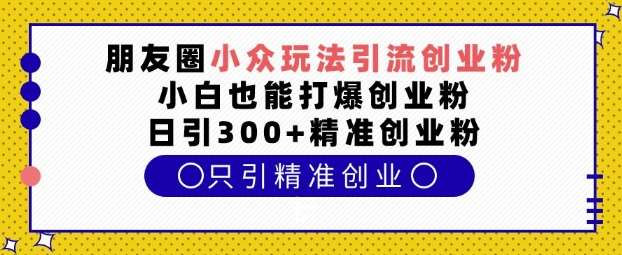 朋友圈小众玩法引流创业粉，小白也能打爆创业粉，日引300+精准创业粉【揭秘】-悟空知识星球