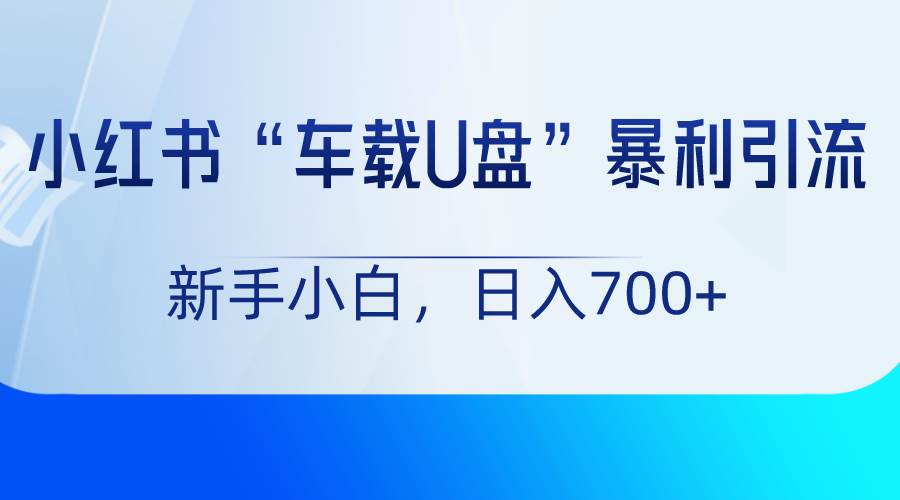 小红书“车载U盘”项目，暴利引流，新手小白轻松日入700+-悟空知识星球