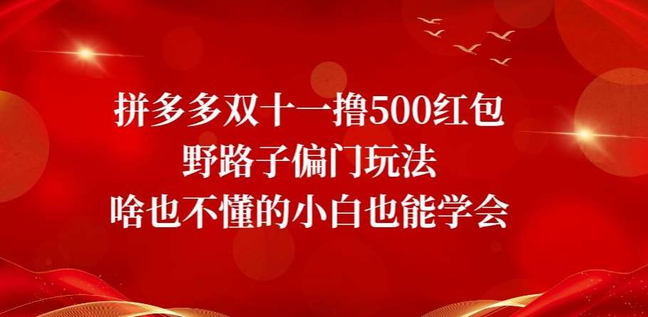 拼多多双十一撸500红包野路子偏门玩法，啥也不懂的小白也能学会【揭秘】-悟空知识星球