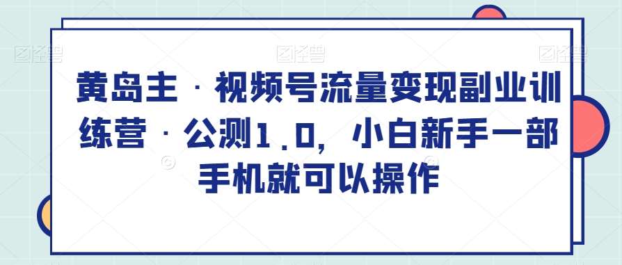 黄岛主·视频号流量变现副业训练营·公测1.0，小白新手一部手机就可以操作-悟空知识星球