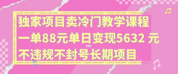 独家项目卖冷门教学课程一单88元单日变现5632元违规不封号长期项目【揭秘】-悟空知识星球
