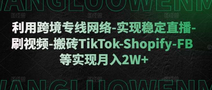 利用跨境专线网络-实现稳定直播-刷视频-搬砖TikTok-Shopify-FB等实现月入2W+【揭秘】-悟空知识星球