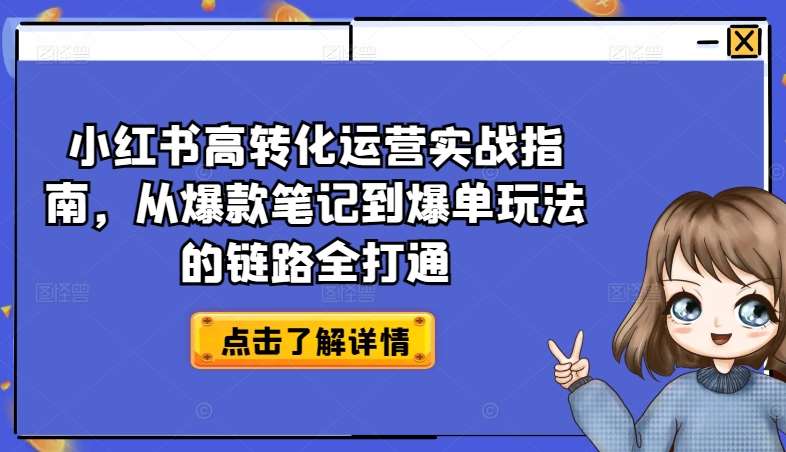 小红书高转化运营实战指南，从爆款笔记到爆单玩法的链路全打通-悟空知识星球