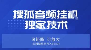 【搜狐音频挂G】独家技术，可矩阵可放大，红利期稳定月入8k【揭秘】-悟空知识星球