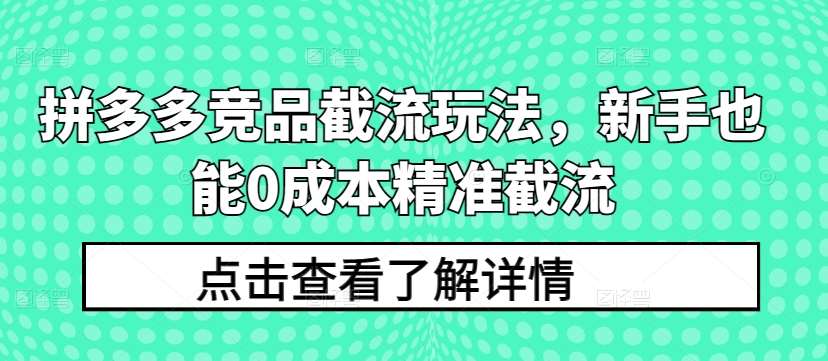 拼多多竞品截流玩法，新手也能0成本精准截流-悟空知识星球