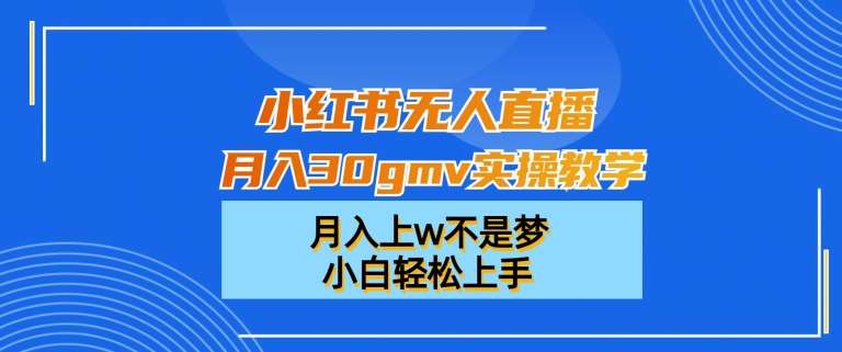 小红书无人直播月入30gmv实操教学,月入上w不是梦,小白轻松上手【揭秘】-悟空知识星球