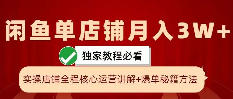 闲鱼单店铺月入3W+实操展示，爆单核心秘籍，一学就会【揭秘】-悟空知识星球