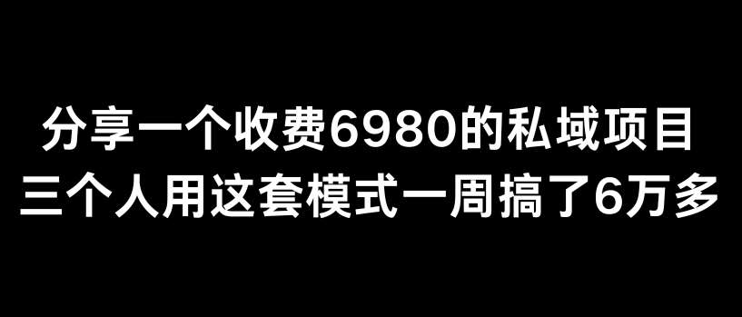 分享一个外面卖6980的私域项目三个人用这套模式一周搞了6万多【揭秘】-悟空知识星球