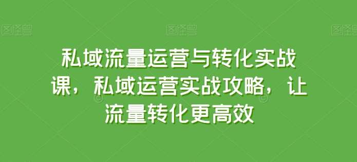 私域流量运营与转化实战课,私域运营实战攻略,让流量转化更高效-悟空知识星球
