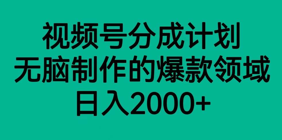 视频号分成计划，轻松无脑制作的爆款领域，日入2000+-悟空知识星球