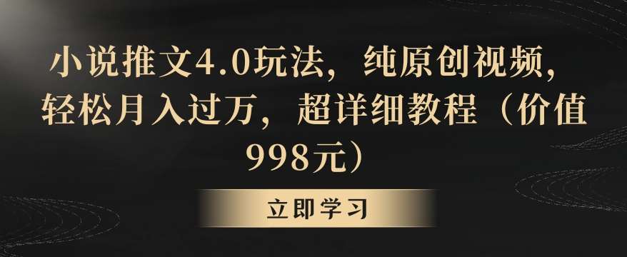 小说推文4.0玩法，纯原创视频，轻松月入过万，超详细教程（价值998元）【揭秘】-悟空知识星球