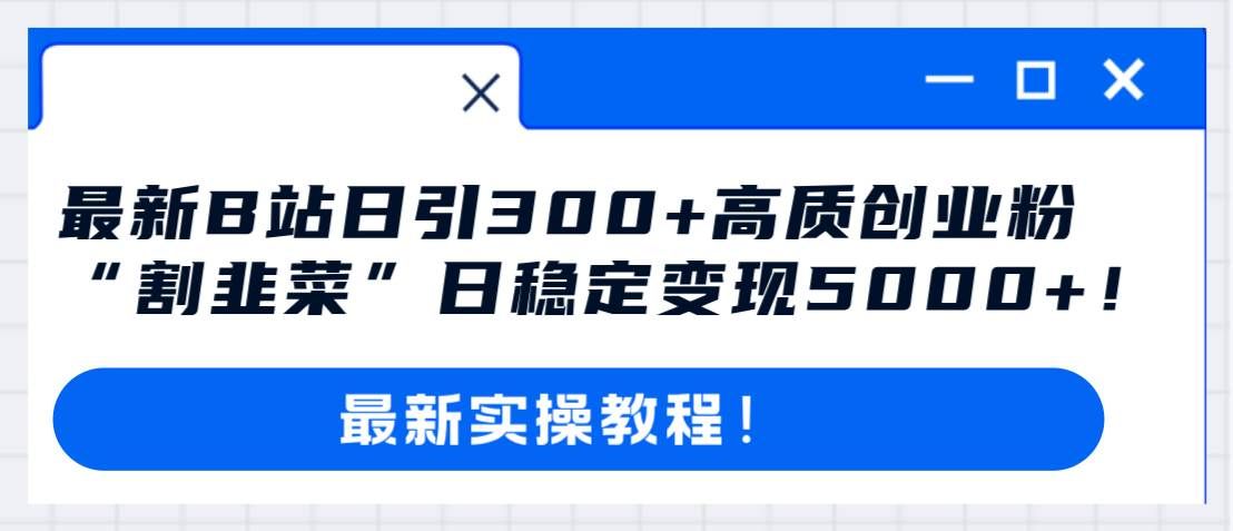 (8216期)最新B站日引300+高质创业粉教程!“割韭菜”日稳定变现5000+!-悟空知识星球