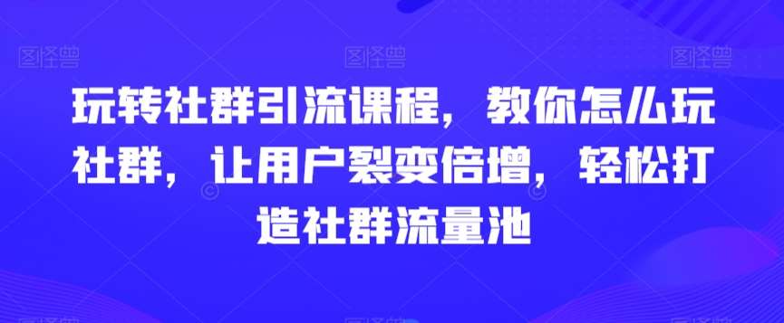 玩转社群引流课程，教你怎么玩社群，让用户裂变倍增，轻松打造社群流量池-悟空知识星球