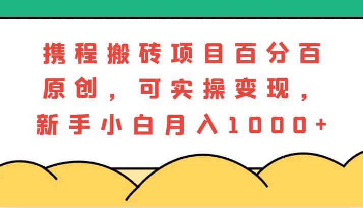 携程搬砖项目，百分百原创，可实操变现，新手小白月入1000+-悟空知识星球